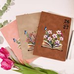 Personalized Birth Flower Butterfly A5 A6 PU Leather Journal Notebook with Year Library Bookish Book Club Gift for Bookworms