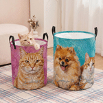 Personalised Oil Painting Style Pet Photo Large Capacity Laundry Basket with Name and Handle Nursery Decor Birthday Gift for Pet Owner Lover