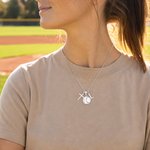 Personalized Baseball Softball Initial Cross Necklace with Box and Name Game Day Birthday Gift for Christian Sport Lover
