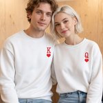 Personalised Romantic  King & Queen 100% Cotton Sweatshirt with Text Engagement Anniversary Valentine's Day Gift for Couples