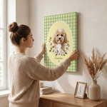 Personalized Gingham Floral Sunflowers Pet Photo Canvas Prints with Name Wall Art Home Decor Ship from USA Pet Birthday Gift for Pet Lover Owner