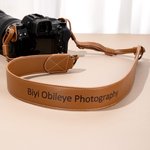 Personalised Simple Text Adjustable PU Leather Camera Strap Birthday Anniversary Gift for Dad Photographer