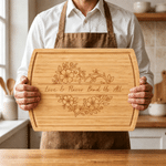 Personalized Heart Shaped Flower Charcuterie Cutting Board with Text Kitchen Decor Birthday Housewarming Gift for Family Friend