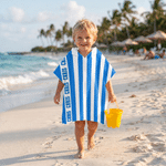 Personalized Multicolor Stripe Soft Quick Dry Hooded Beach Towel with Name Beach Party Summer Holiday Gift for Kid