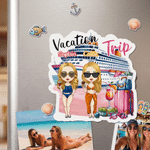 Personalized Cartoon Character Cruise Fridge Magnet with Name Home Decor Birthday Summer Travel Gift for Couple Friend
