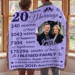 Personalized Wedding Anniversary Design Photo Tassel Soft Throw Blanket with Couple Name and Number Valentine's Day Anniversary Gift for Couple