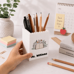 Personalized Flower Book Pattern Building Blocks Brick Pen Holder with Text Daily Use Desk Decor Teacher's Day Gift for Teacher Educator