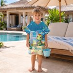 Personalised Dinosaur Mermaid Soft Kids Hooded Beach Towel with Name and Initial Beach Party Summer Vacation Birthday Gift for Boys Girls