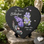 Personalised Birth Flower Butterfly Heart Circle Shaped Garden Stone with Name and Year Garden Decor Memorial Gift for Family