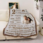 Personalized Wedding Anniversary Design Photo Tassel Soft Throw Blanket with Couple Name and Number Valentine's Day Anniversary Gift for Couple