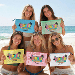 Personalised Summer Vibes Design Waterproof Beach Bag with Name Birthday Beach Party Gift for Her
