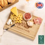 Personalized Engraved Christmas-Themed FSC Bamboo Cutting Board with Text and Juice Groove Ship from USA Housewarming Christmas Gift for Family