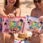 Personalised Summer Vibes Design Waterproof Beach Bag with Name Birthday Beach Party Gift for Her