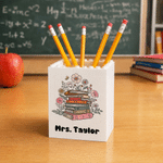 Personalized Flower Book Pattern Building Blocks Brick Pen Holder with Text Daily Use Desk Decor Teacher's Day Gift for Teacher Educator