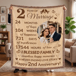 Personalized Wedding Anniversary Design Photo Tassel Soft Throw Blanket with Couple Name and Number Valentine's Day Anniversary Gift for Couple