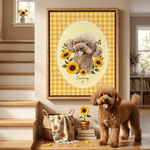 Personalized Gingham Floral Sunflowers Pet Photo Canvas Prints with Name Wall Art Home Decor Ship from USA Pet Birthday Gift for Pet Lover Owner