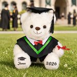 Ourson en peluche de remise des diplômes personnalisé avec nom et année - Chapeau universitaire - Cadeau pour les diplômés