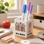 Personalized Flower Book Pattern Building Blocks Brick Pen Holder with Text Daily Use Desk Decor Teacher's Day Gift for Teacher Educator