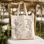 Personalized Vintage Floral Sparrow Mandarin Duck Large Capacity Tote Bag with Name and Year Daily Use Anniversary Gift for Woman Couple