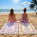 Personalised Mr and Mrs Striped Quick Dry Oversized Beach Towel with Family Name Honeymoon Wedding  Gift for Couple