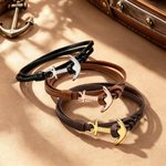 Personalized Anchor Unique PU Leather Bracelet with Name Daily Wear Birthday Gift for Man Husband