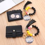 Personalised Colourful Cartoon Pencil Theme Silicone Beaded Wristlet Keyring with Text Back to School Teacher's Day Birthday Gift for Teacher Educator