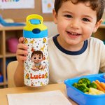 Personalised Fantasy Unicorn Space Dinosaur Cartoon 12 oz Insulated Kid Water Bottle with Name Back to School Birthday Gift for Boys Girls