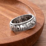 Personalized Double Layered Spinner Anxiety Ring with Name Dainty Jewelry Anniversary Birthday Gift for Him Her