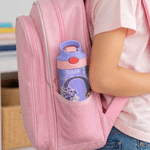 Personalised Name Word Cloud Cartoon Character 12 oz Insulated Water Bottle with Straw and Handle Back to School Birthday Gift for Boys Girls