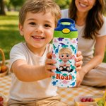 Personalised Fantasy Unicorn Space Dinosaur Cartoon 12 oz Insulated Kid Water Bottle with Name Back to School Birthday Gift for Boys Girls