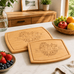 Personalized Heart Shaped Flower Charcuterie Cutting Board with Text Kitchen Decor Birthday Housewarming Gift for Family Friend