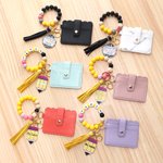 Personalised Colourful Cartoon Pencil Theme Silicone Beaded Wristlet Keyring with Text Back to School Teacher's Day Birthday Gift for Teacher Educator