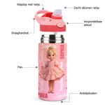 Gepersonaliseerde BPA-vrije doorzichtige waterfles met cartoon en naam cadeau voor nieuw schooljaar of verjaardag
