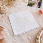 Personalised Floral Initial 100% Cotton Wedding Lace Handkerchief with Embroidered Date and Name Bridal Shower Wedding Gift for Bride