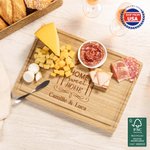 Personalized Sweet Home Engraved Name Date FSC Bamboo Charcuterie Cutting Board with Juice Groove Ship from USA Housewarming Wedding Gift for Family