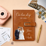 Personalized Couple Photo PU Leather A5 Notebook with Name Daily Use Birthday Anniversary Wedding Gift for Couple