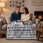 Personalized Wedding Anniversary Design Photo Tassel Soft Throw Blanket with Couple Name and Number Valentine's Day Anniversary Gift for Couple
