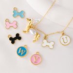 Personalised Cute Dachshund Bone Necklace with Initial Pendant Dainty Jewellery Birthday Appreciation Gift for Pet Lovers
