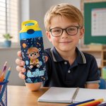 Personalised Fantasy Unicorn Space Dinosaur Cartoon 12 oz Insulated Kid Water Bottle with Name Back to School Birthday Gift for Boys Girls