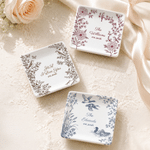 Personalized Sparrow Floral Square Ceramic Jewelry Dish with Text and Year Room Decor Anniversary Birthday Wedding Gift for Engagement Couple Woman