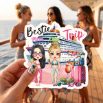 Personalized Cartoon Character Cruise Fridge Magnet with Name Home Decor Birthday Summer Travel Gift for Couple Friend