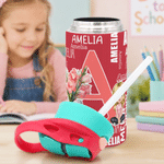 Personalised Name Word Cloud Cartoon Character 12 oz Insulated Water Bottle with Straw and Handle Back to School Birthday Gift for Boys Girls