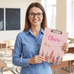 Personalised Birth Flower Butterfly Acrylic Clipboard with Name School Supplies Teacher Appreciation Week Teacher's Day Gift for Teachers Educators