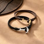 Personalized Anchor Unique PU Leather Bracelet with Name Daily Wear Birthday Gift for Man Husband