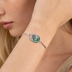 Personalised Double-Ring Rectangular Round Birthstones Adjustable Bracelet Birthday Anniversary Gift for Mother Gran Wife Girlfriend