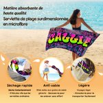 Serviette de plage magnétique personnalisée avec nom - Style graffiti urbain - Cadeau d'anniversaire pour la famille et les amis