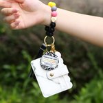 Personalised Colourful Cartoon Pencil Theme Silicone Beaded Wristlet Keyring with Text Back to School Teacher's Day Birthday Gift for Teacher Educator