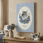 Personalized Gingham Floral Sunflowers Pet Photo Canvas Prints with Name Wall Art Home Decor Ship from USA Pet Birthday Gift for Pet Lover Owner