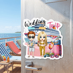 Personalized Cartoon Character Cruise Fridge Magnet with Name Home Decor Birthday Summer Travel Gift for Couple Friend