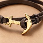 Personalized Anchor Unique PU Leather Bracelet with Name Daily Wear Birthday Gift for Man Husband